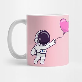 Cute Astronaut Catching Love Balloon Cartoon Mug